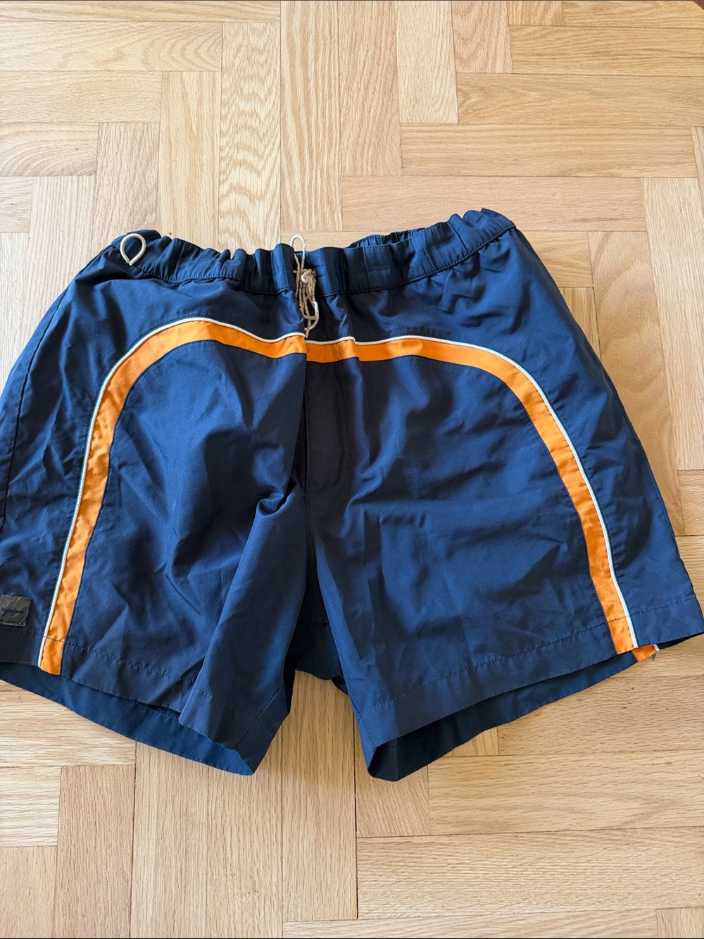 Zegna  Navy Swim Trunks with Orange Trim